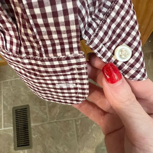Chaps size XXL burgundy & white check button down shirt - Picture 2 of 7
